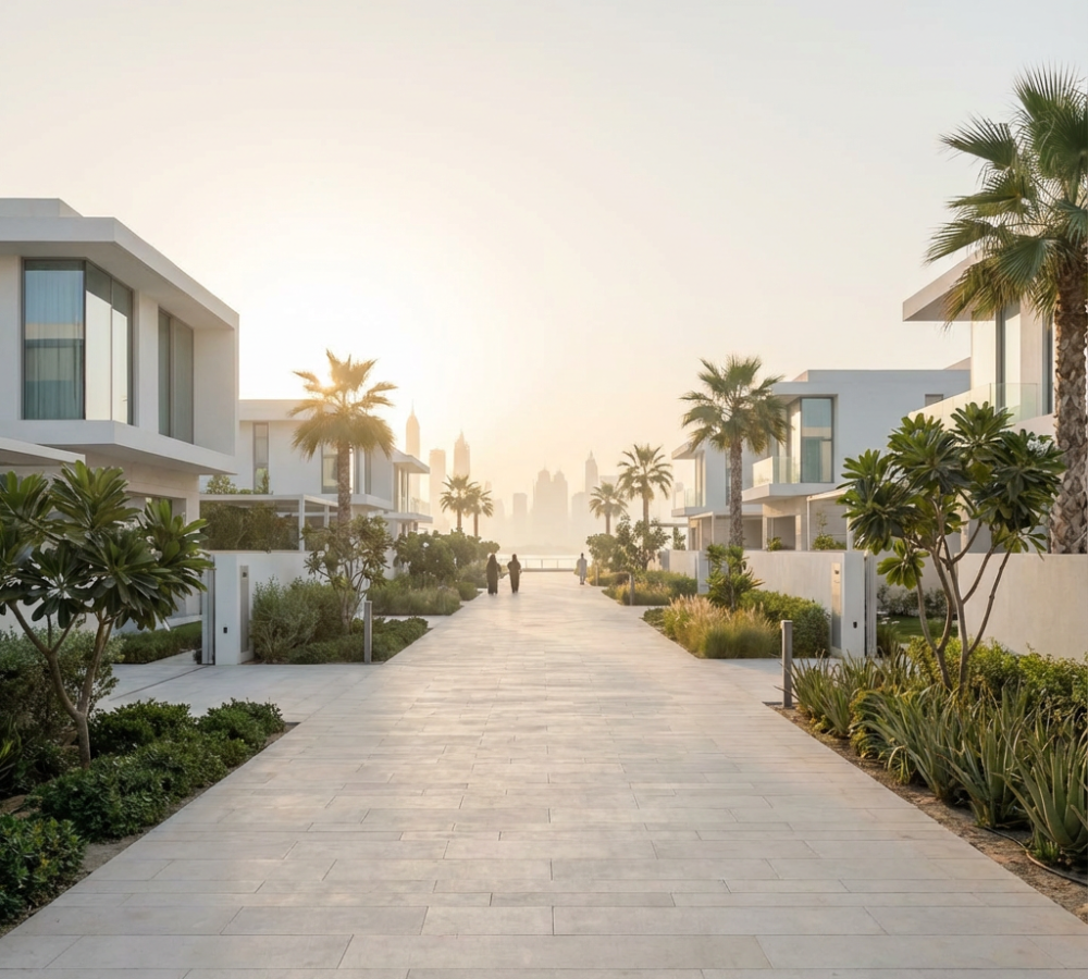 Firefly_Gemini Flash_“A long modern walkway leading toward a bright horizon surrounded by contemporary vil 635910